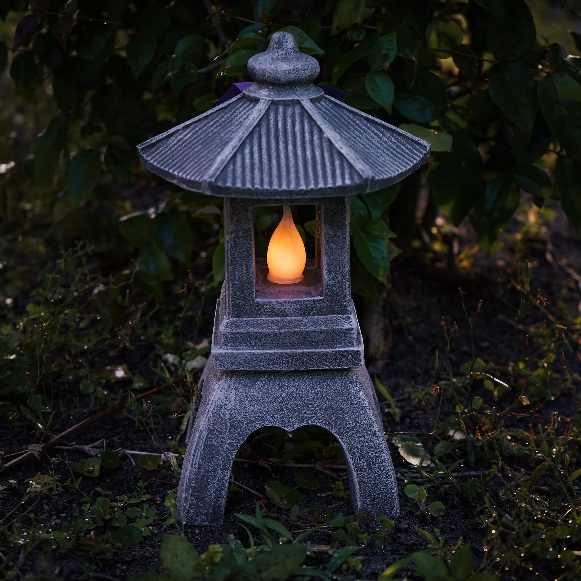 VP Home Tranquil Pagoda Solar Powered Flickering LED Outdoor Decor Garden Light