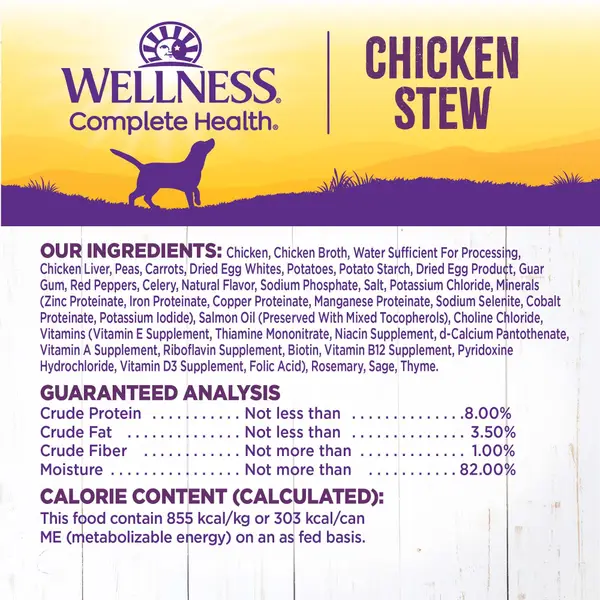 Wellness 12.5 oz Chicken Stew Thick and Chunky Natural Grain Free Canned Dog Food