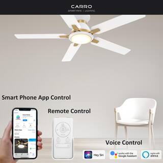 CARRO Essex 52 in. Integrated LED IndoorOutdoor White Smart Ceiling Fan with Light and Remote Works wAlexaGoogle Home HS525J-L12-W1-1G-FM