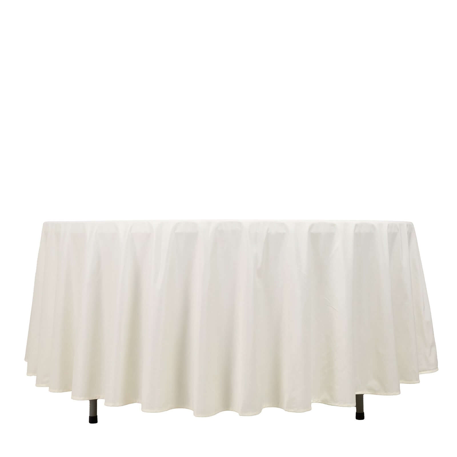 Ivory Premium Scuba Round Tablecloth, Wrinkle Free Polyester Seamless Tablecloth 108