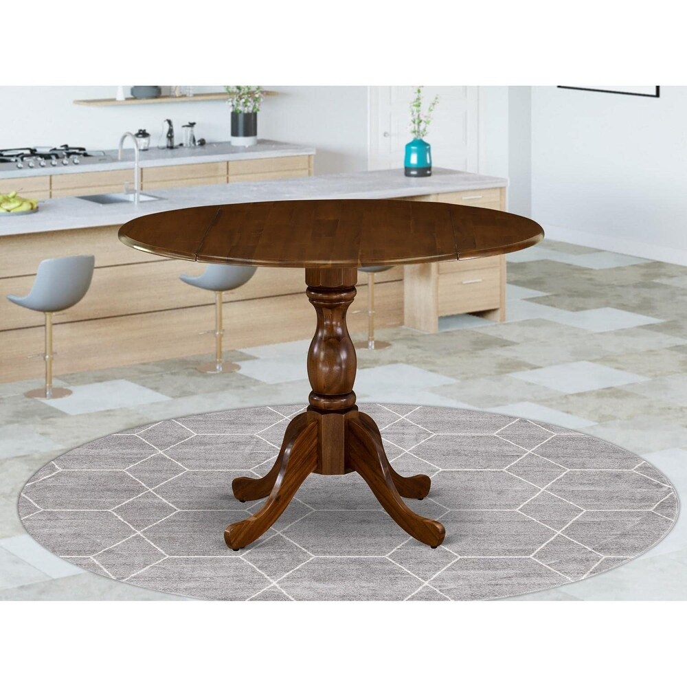 Kitchen Dining Table  Round Wooden Table Top with Dropleaf   Pedestal Base