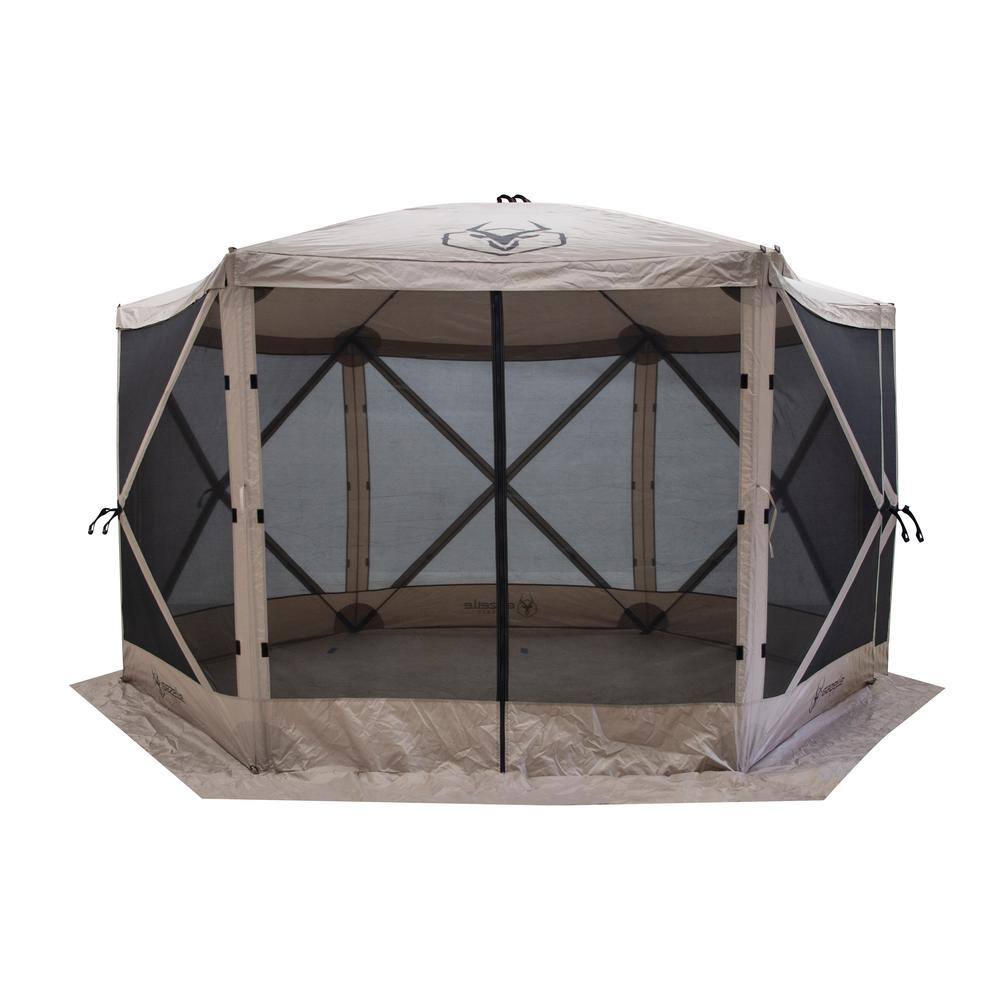 Gazelle G6 6-Sided Portable Gazebo Pop-Up Hub Screen Tent Desert Sand Includes free 3 Pack of wind panels GK908