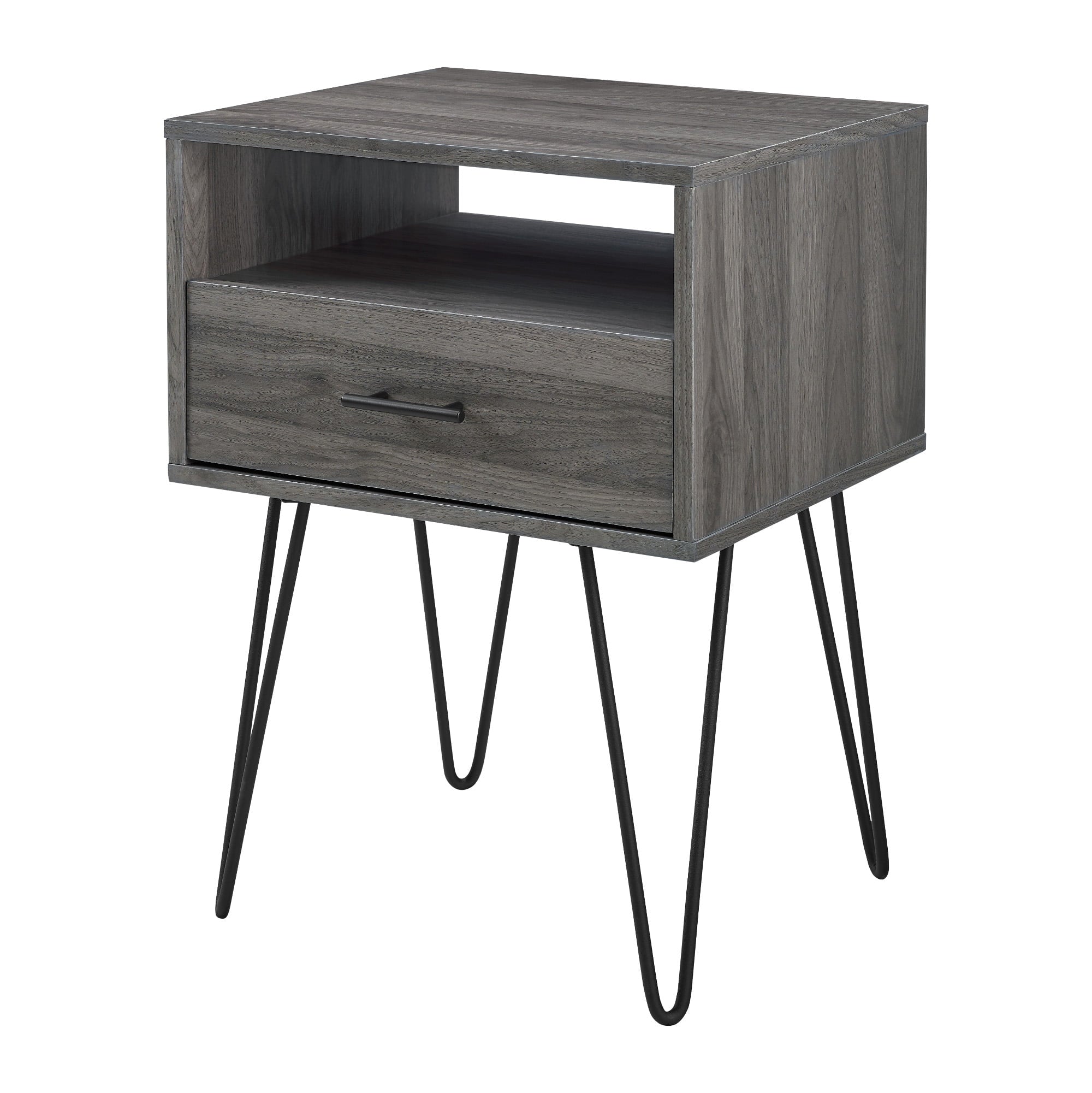 Manor Park Mid Century Modern Hairpin Leg Nightstand, Slate Grey