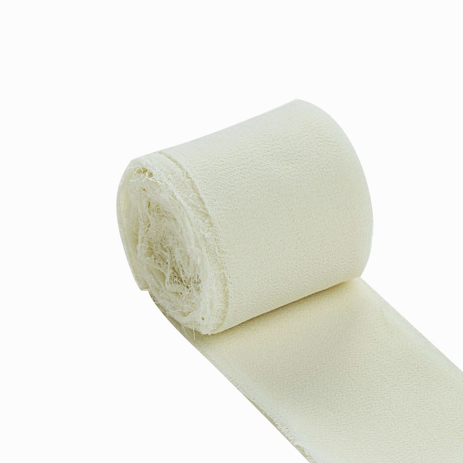 2 Pack Ivory Silk-Like Chiffon Linen Ribbon Roll For Bouquets, Wedding Invitations Gift Wrapping 6yd