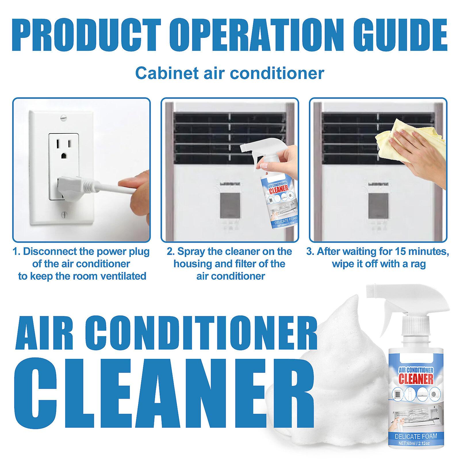 60ml Air Conditioner Foam Coil Cleaner Air Conditioner Coil Foaming， No Rinse Air Conditioner Cleaner Spray Home Office Household Air Conditioning Cle