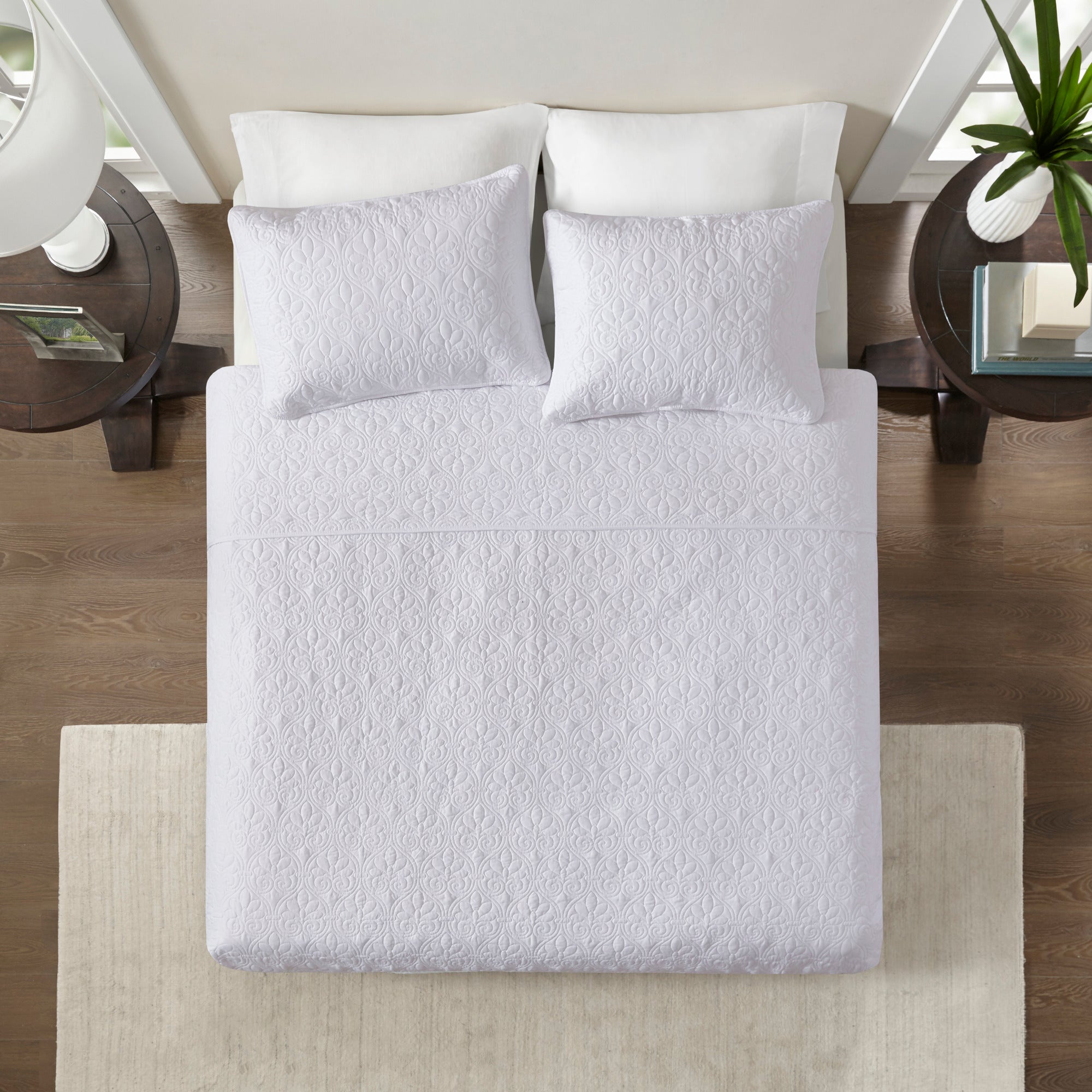 Home Essence Vancouver Super Soft Reversible Coverlet Set， Full/Queen， White