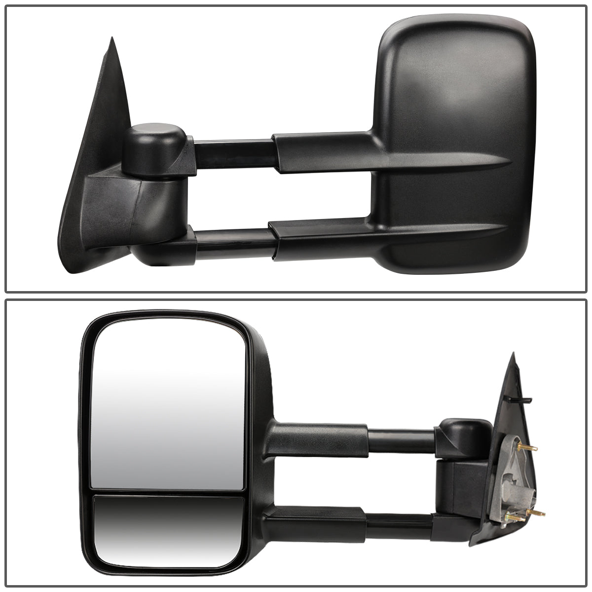 DNA Motoring TWM-002-T222-BK For 1997 to 2004 Ford F150 Pair of Black Textured Telescoping Manual Extenable Side Towing Mirrors 98 99 00 01 02