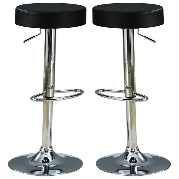 Modern Clean Design Swivel Black Seat With Chrome Pedestal Adjustable Stool