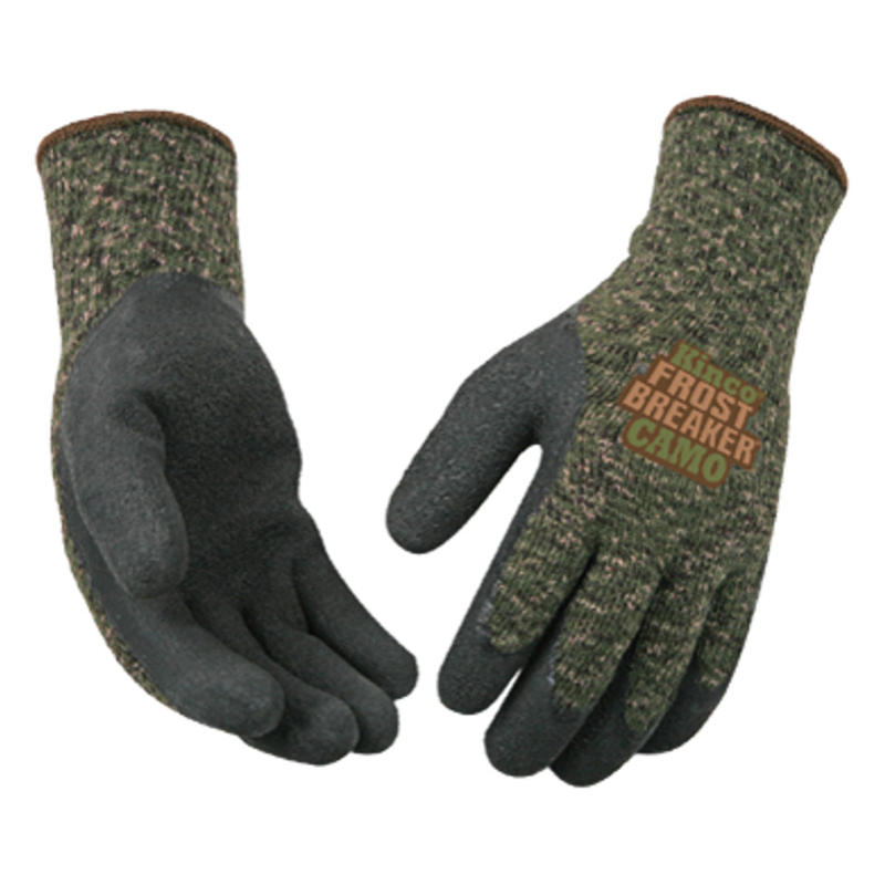 Kinco Frost Breaker Men\u0027s Indoor/Outdoor Thermal Dipped Gloves Camouflage M 1 pair