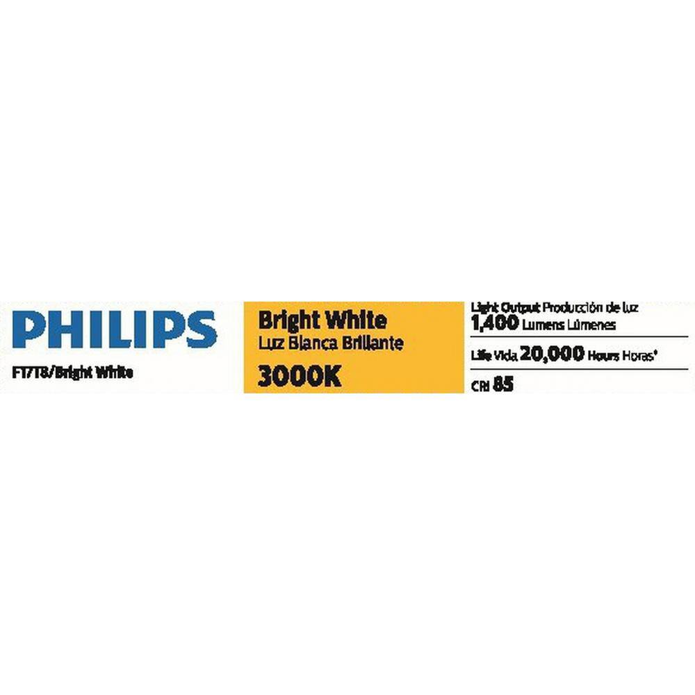 Philips 17-Watt 2 ft. Linear T8 ALTO Fluorescent Tube Light Bulb Bright White (3000K) (1-Pack) 543363