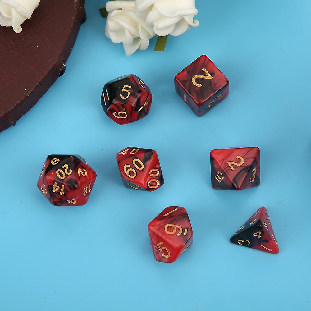 7pcs/set Pmma New Acrylic Material Eco-friendly Durable Double Color Multi Side Board Game Dice For Family Entertainment Leisurered Black