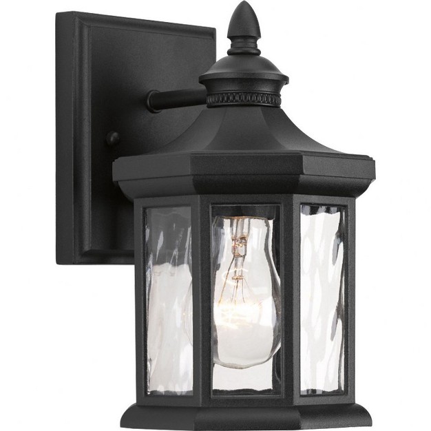 Progress Lighting Edition 1 light Wall Lantern Textured Black Clear Water Glass Porcelain Collection