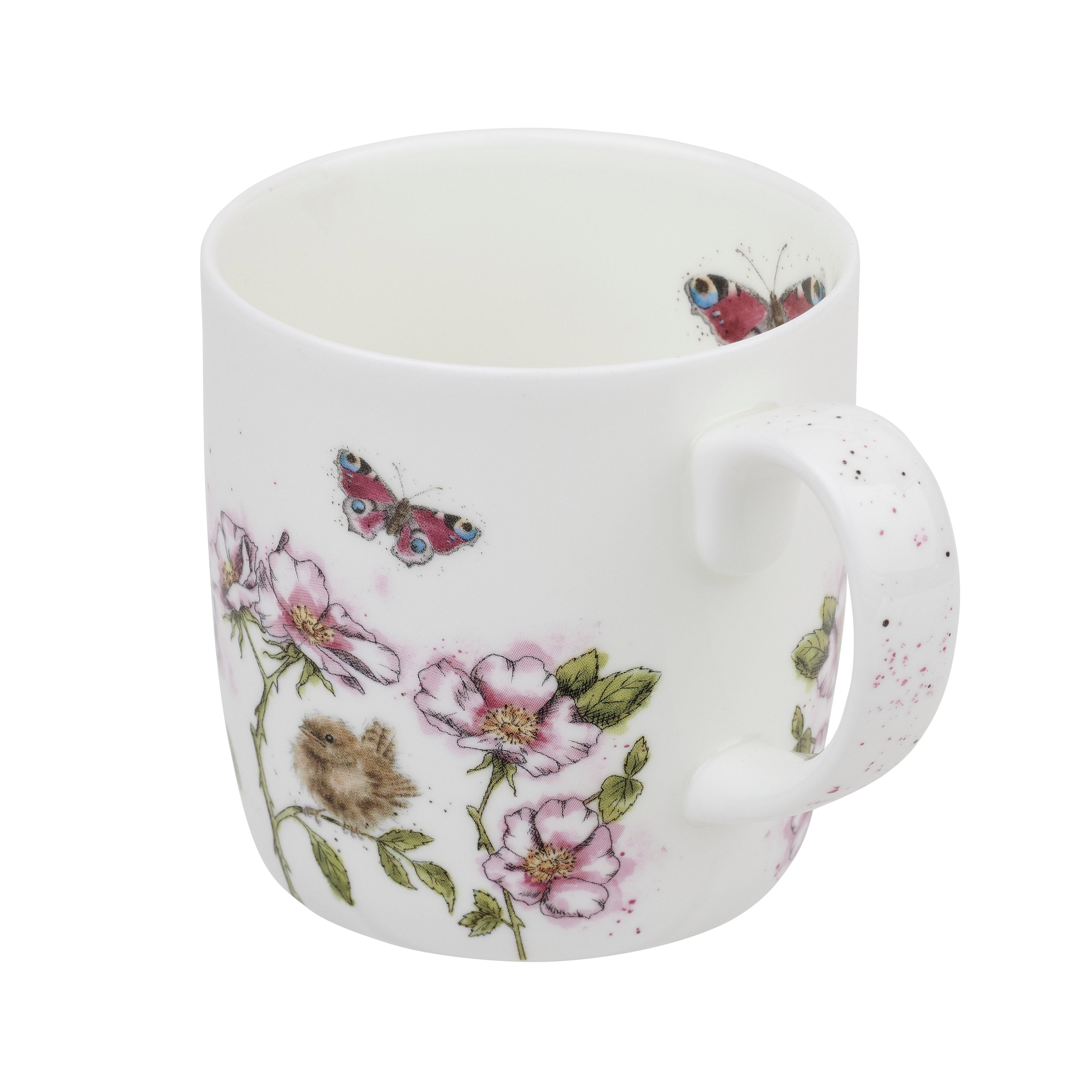 Royal Worcester Wrendale Designs The Rose Garden 14 Ounce Mug (Bird/Butterfly)