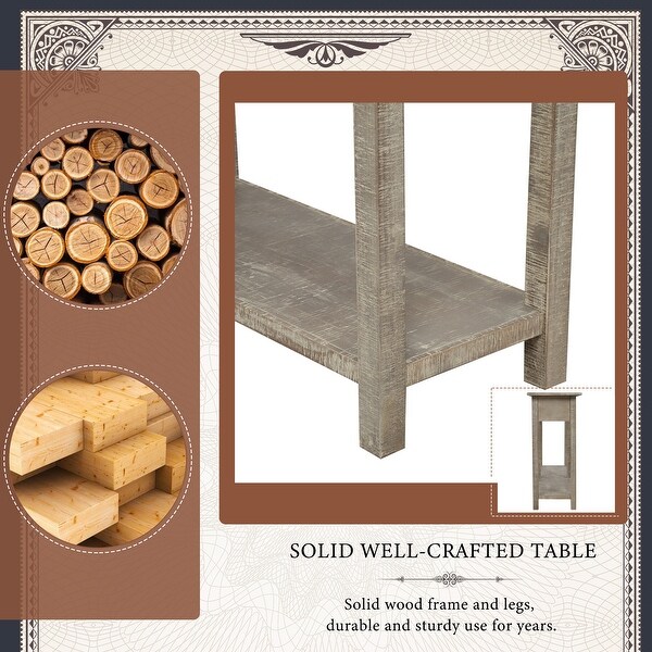 59-in Grey Rustic Console Table Texture Entryway Table