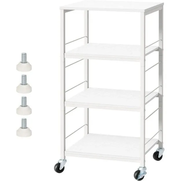 Nex 4 Tier Organizer Cart On Casters With Fixed Rack White