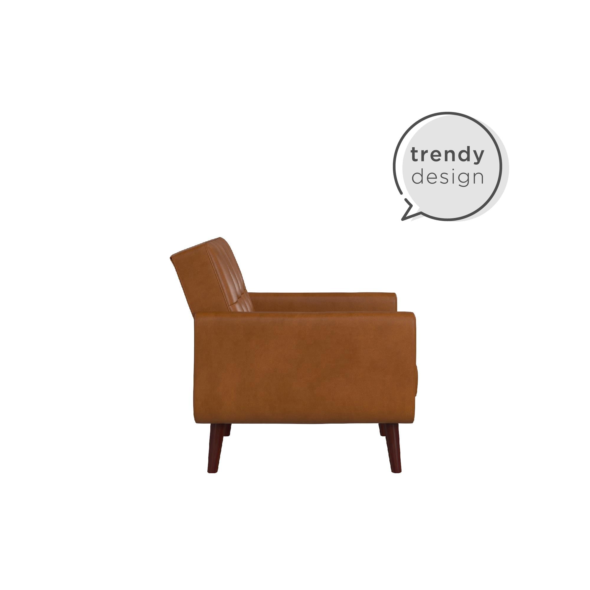 Better Homes & Gardens Nola Modern Chair with Arms, Camel Faux Leather