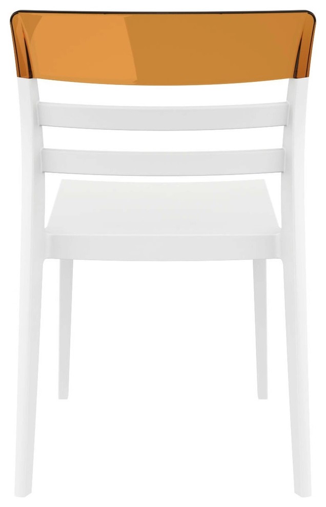 Moon Dining Chair  White Transparent Amber  Set of 2   Contemporary   Outdoor Dining Chairs   by Compamia  Houzz