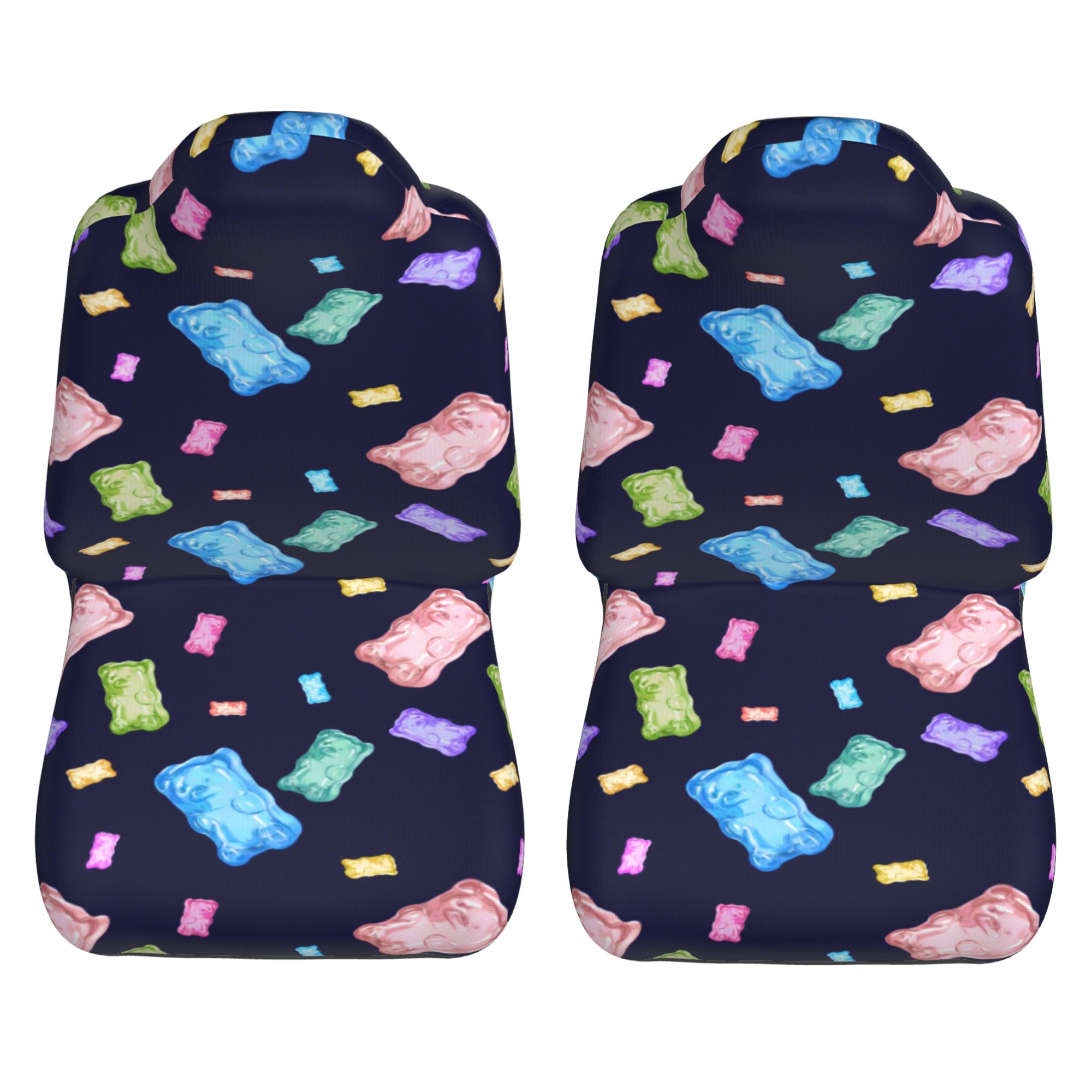 ZICANCN Car Seat Covers Front Seats Only，Gummy Bear Pattern Blue Automotive Seat Covers Protectors for Cars Trucks Suv 2 Pack