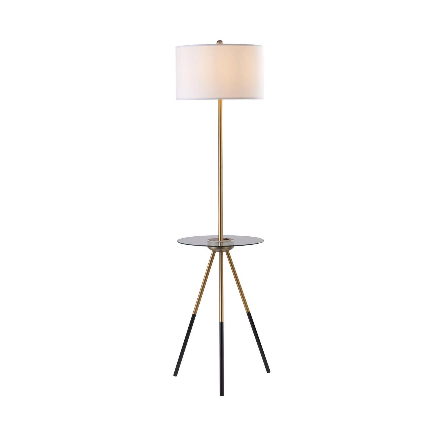 Versanora Myra Floor Lamp with Table and Built-In USB， Gold