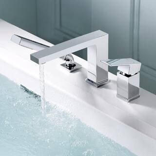 LUXIER Single-Handle Deck-Mount Roman Tub Faucet with Hand Shower in Chrome RTF17-TC