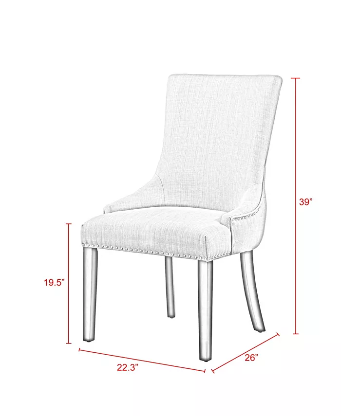 Inspired Home Oscar Upholstered Tufted Dining Chair with Nailhead Trim Set of 2