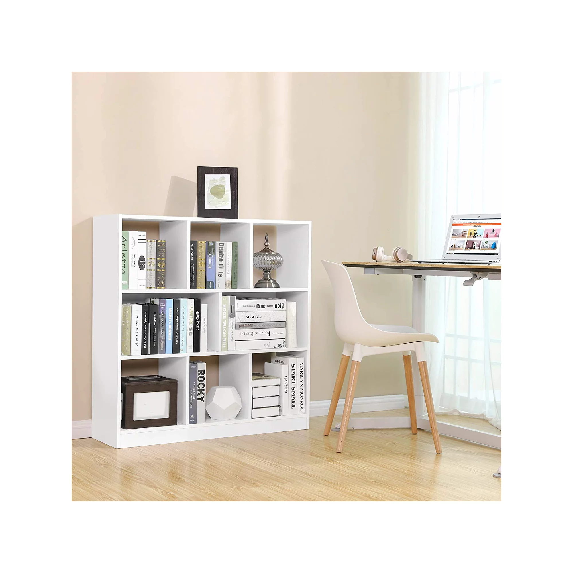 VASAGLE Bookcase， Bookshelf， Cube Organizer， Storage Cabinet， White