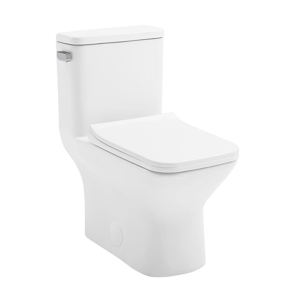 Swiss Madison Carre 1-piece 1.28 GPF Single Flush Square Toilet in Glossy White Seat Included SM-1T258