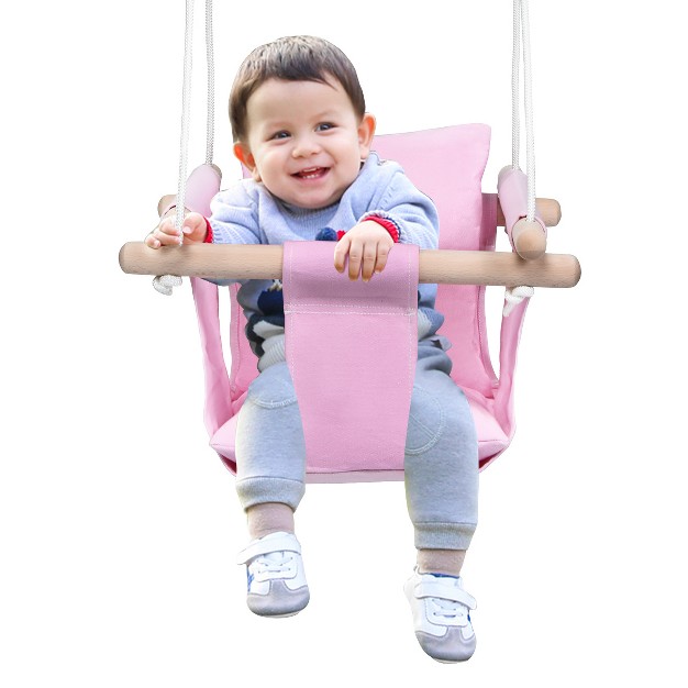 Costway Baby Canvas Hanging Swing Cotton Hammock Toy For Toddler Bluepink