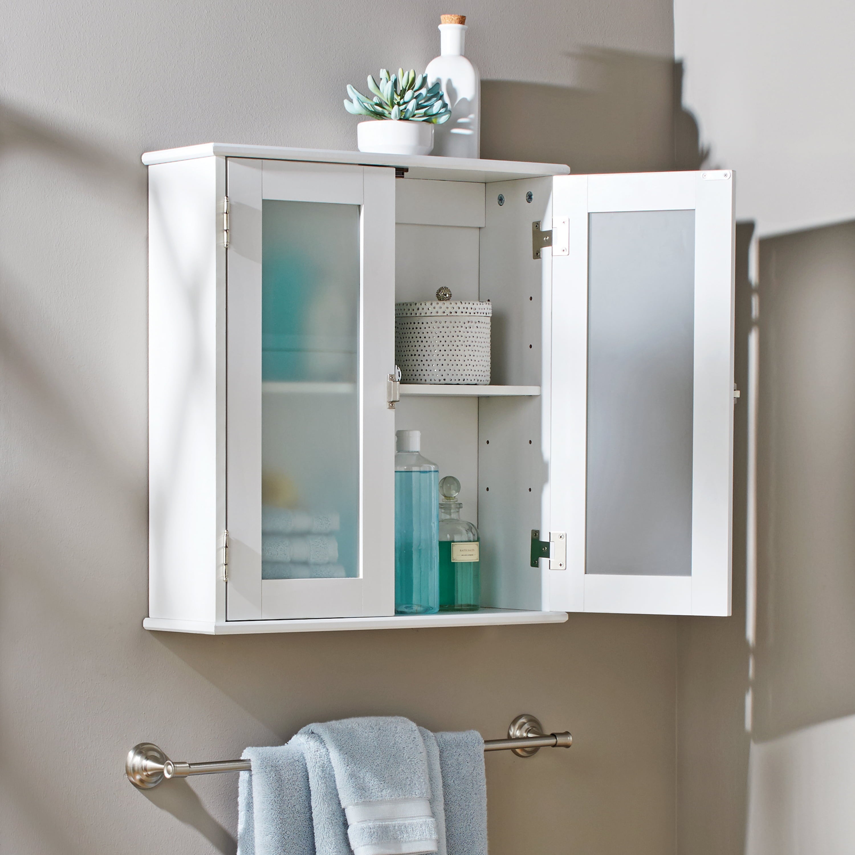 White Bathroom Wall Cabinet with 1 Adjustable Shelf, Better Homes & Gardens Harborough