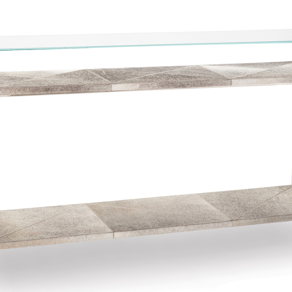 Andres Hair on Hide Console Large  Polished Nickel   Contemporary   Console Tables   by Regina Andrew  Houzz