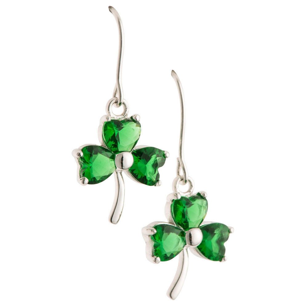 Galway Crystal Shamrock Green Crystal Pendant Earrings