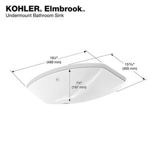 KOHLER Elmbrook Undermount Bathroom Sink in White K-R3904-0