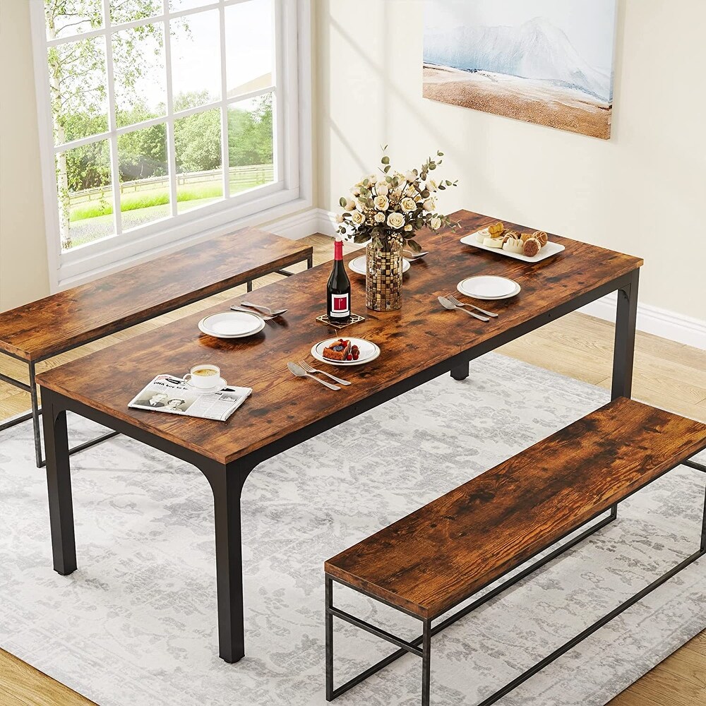 Dining Table for 6 8 Person  78 inch Long Rectangular Kitchen Dining Table for Living Room