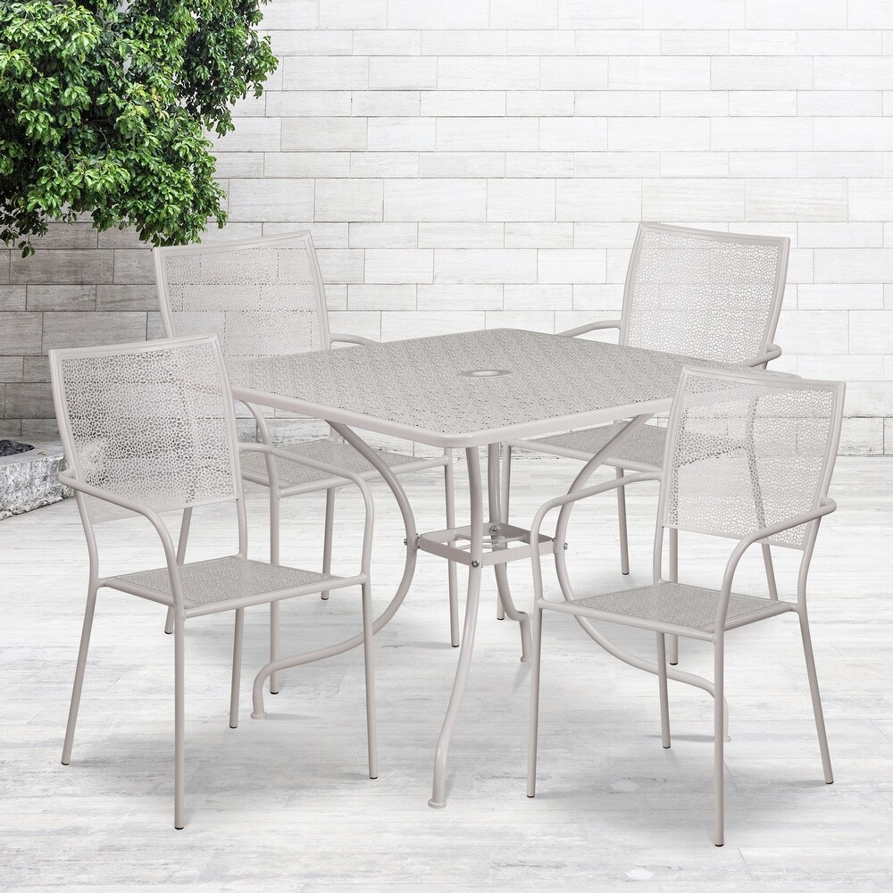 Steel 5 piece 35.5 inch Square Indoor Outdoor Dining Set