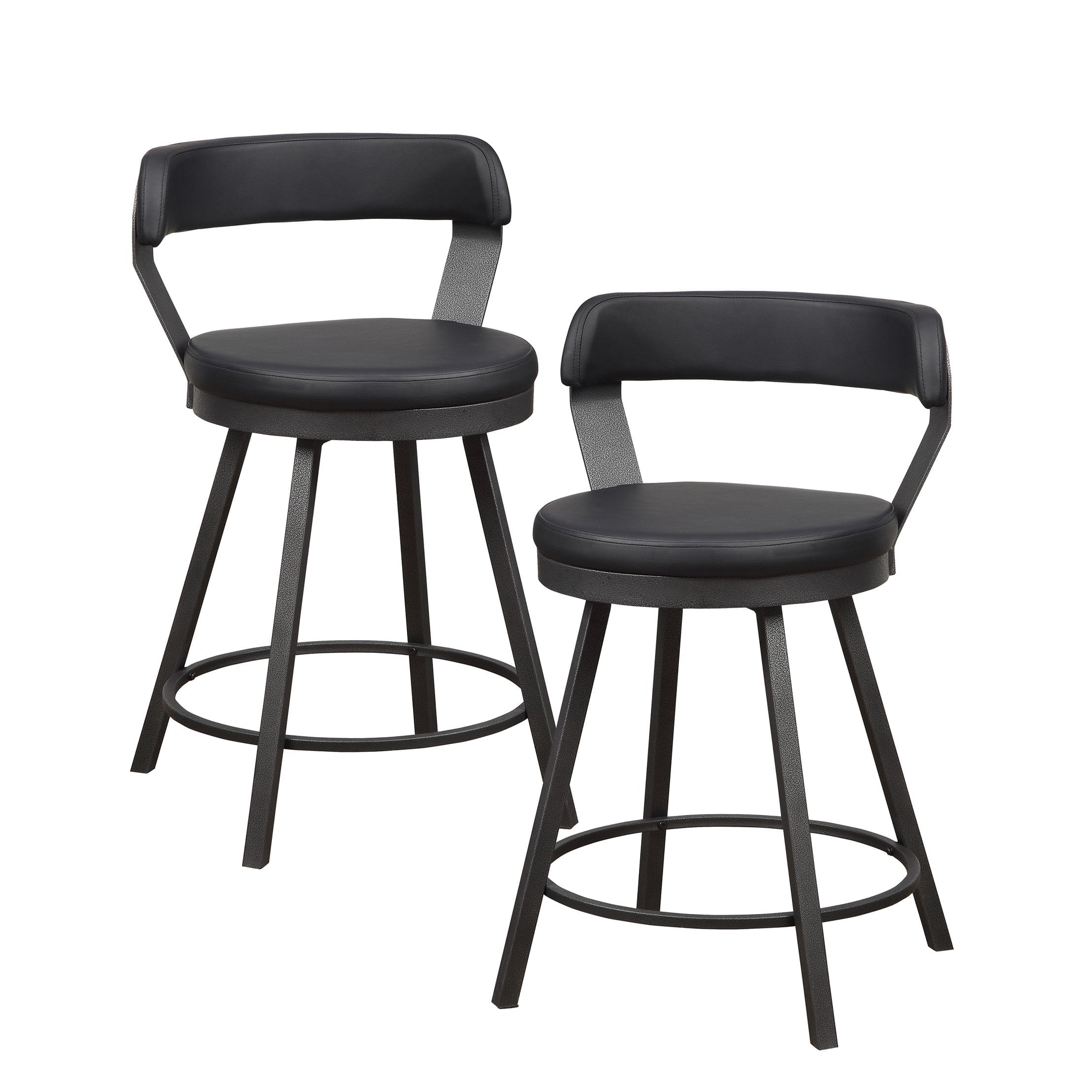 OakvillePark Belmar Swivel Counter Height Barstool (Set of 2)， Black