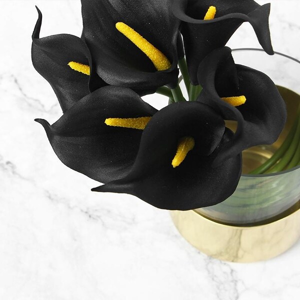 FloralGoods Real Touch 9 Calla Lily Bouquet in Black 13 Tall