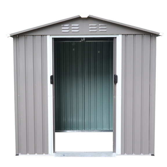 XWT008 Garden Metal Storage Shed Gray 6x4ft outdoo...