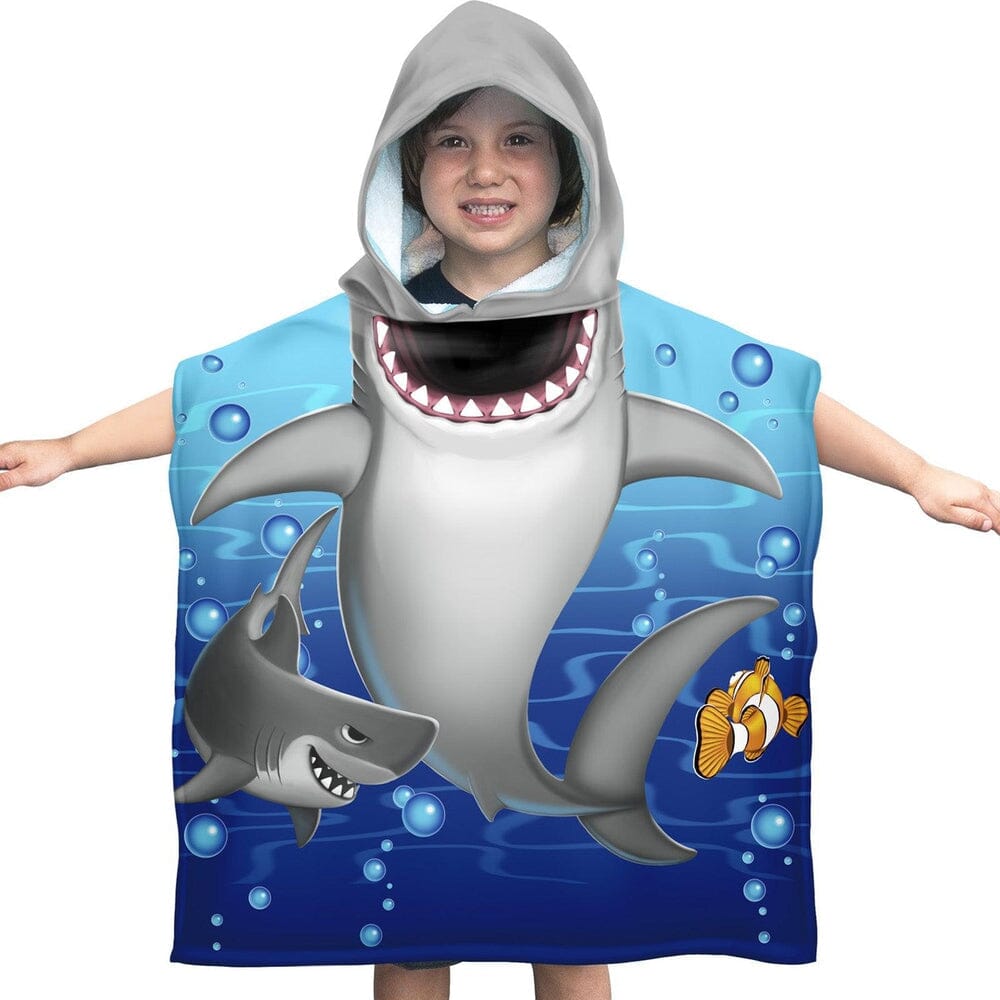 Shark Buddies Super Soft Plush Cotton Hooded Towel Beach Bath Pool Poncho