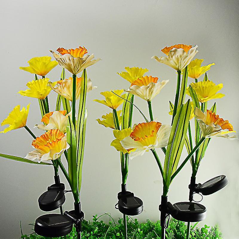 2pcs Led Solar Narcissus Light Artificial Narcissus Flower Solar Lamp Ip65 Waterproof  Automatic Sol