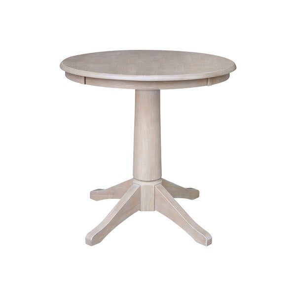 30-in. Round Washed Grey Taupe Wood Pedestal Table