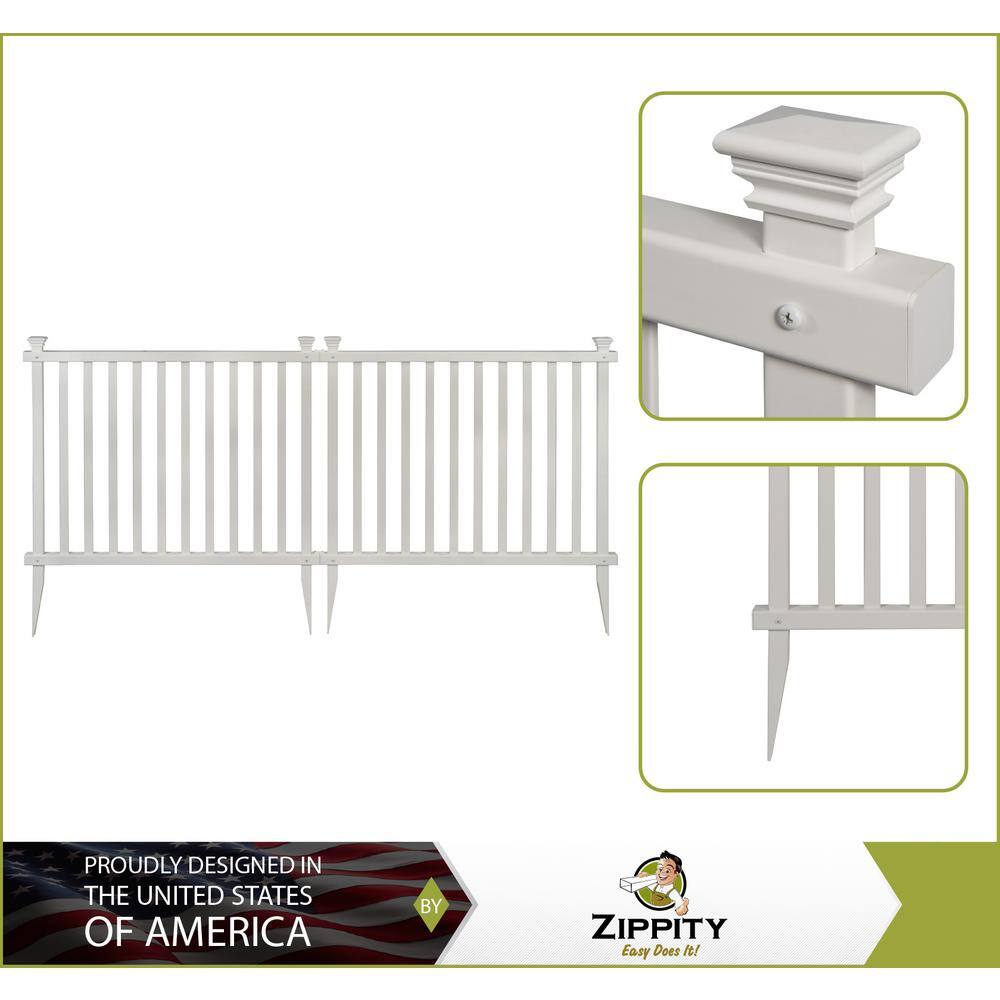 Zippity Outdoor Products 3 ft. H x 3.5 ft. W Baskenridge No-Dig Vinyl Garden Picket Fence Panel Kit (2-Pack) ZP19037