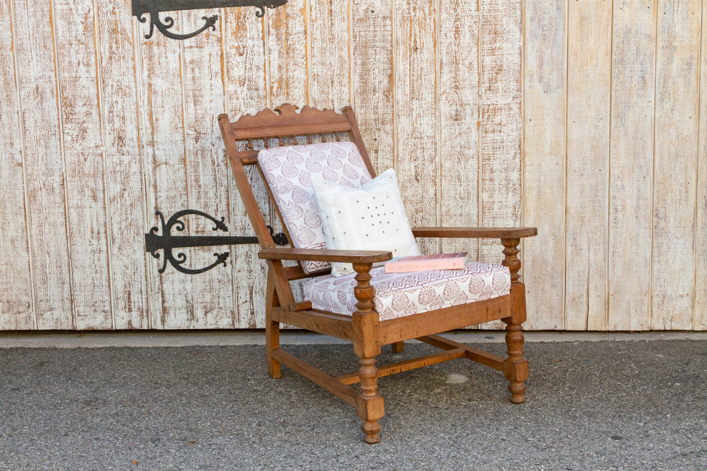 Antique Block Printed Teak Plantation Chair   Traditional   Armchairs And Accent Chairs   by De cor  Houzz