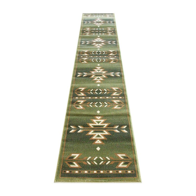 Masada Rugs Masada Rugs Southwest 2'x11' Native American Area Rug Runner in Green