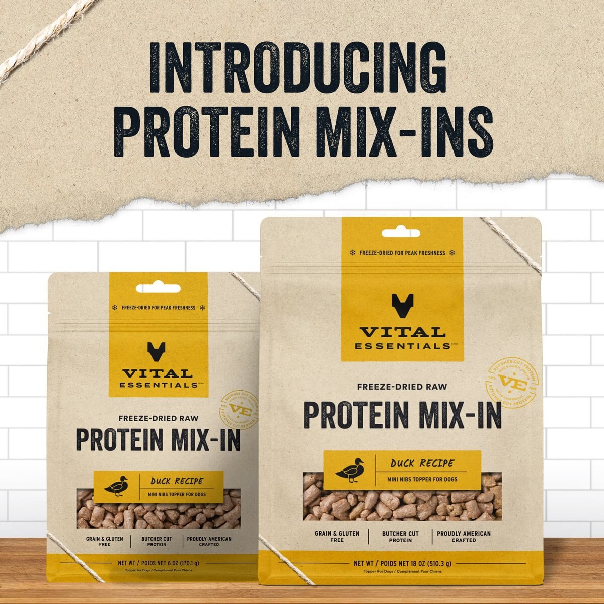 Vital Essentials Protein Mix-In Duck Recipe Mini Nibs Grain-Free Freeze-Dried Raw Dog Food Topper