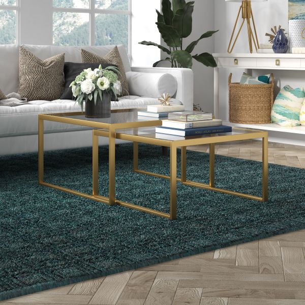 Rocco Square Nested Coffee Table in Brass