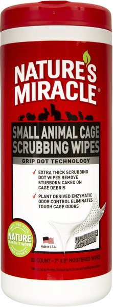 Nature's Miracle Small Animal Cage Scrubbing Wipes Removes Stubborn， Caked-On Debris， 30 count