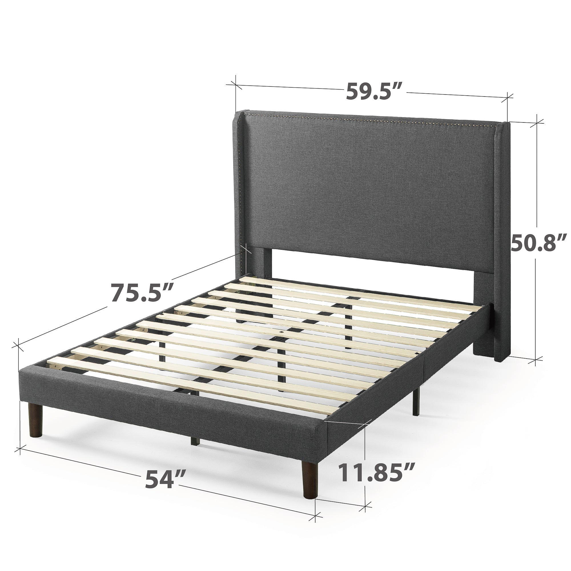 Zinus 51” Marcus Upholstered Platform Bed Frame, Full