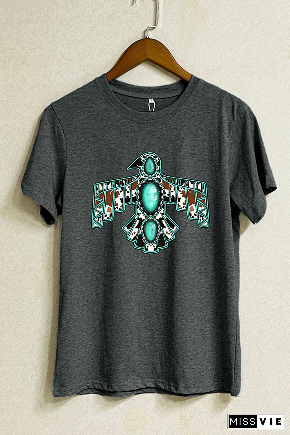 Cowhide Turquoise Thunderbird Graphic T-Shirt Wholesale