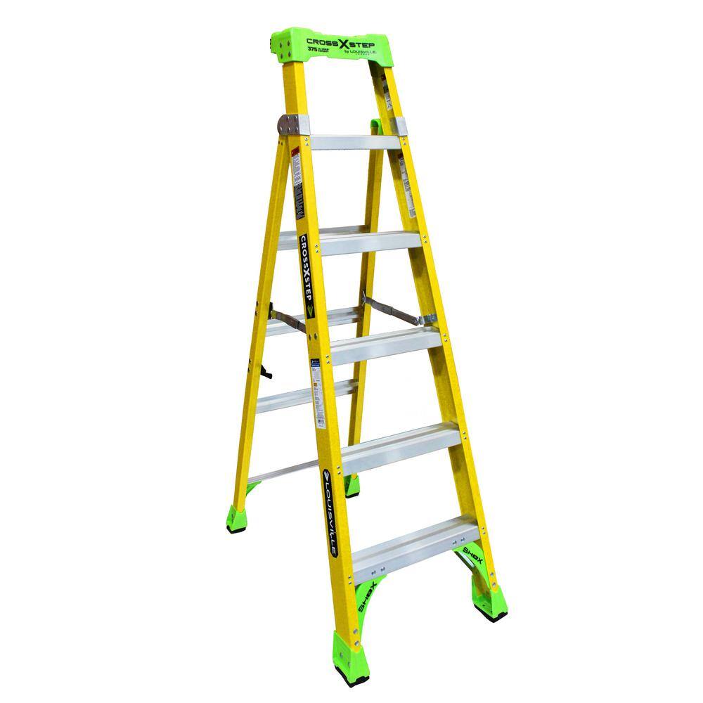 Louisville Ladder 6 ft. Fiberglass Cross Step Ladder with 375 lbs. Load Capacity Type IAA Duty Rating FXS1406HD