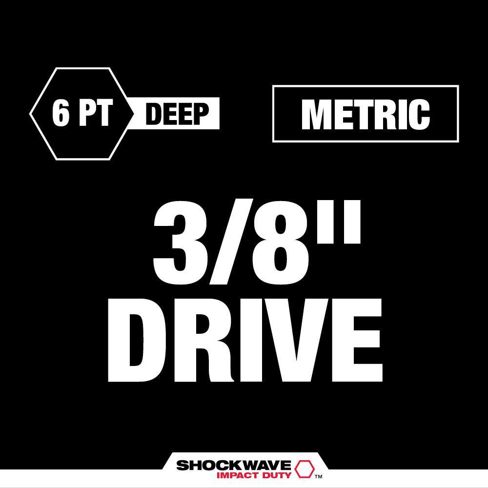 MW SHOCKWAVE Impact Duty 38 in. Metric Deep Impact Rated Socket Set (8-Piece) 49-66-7021